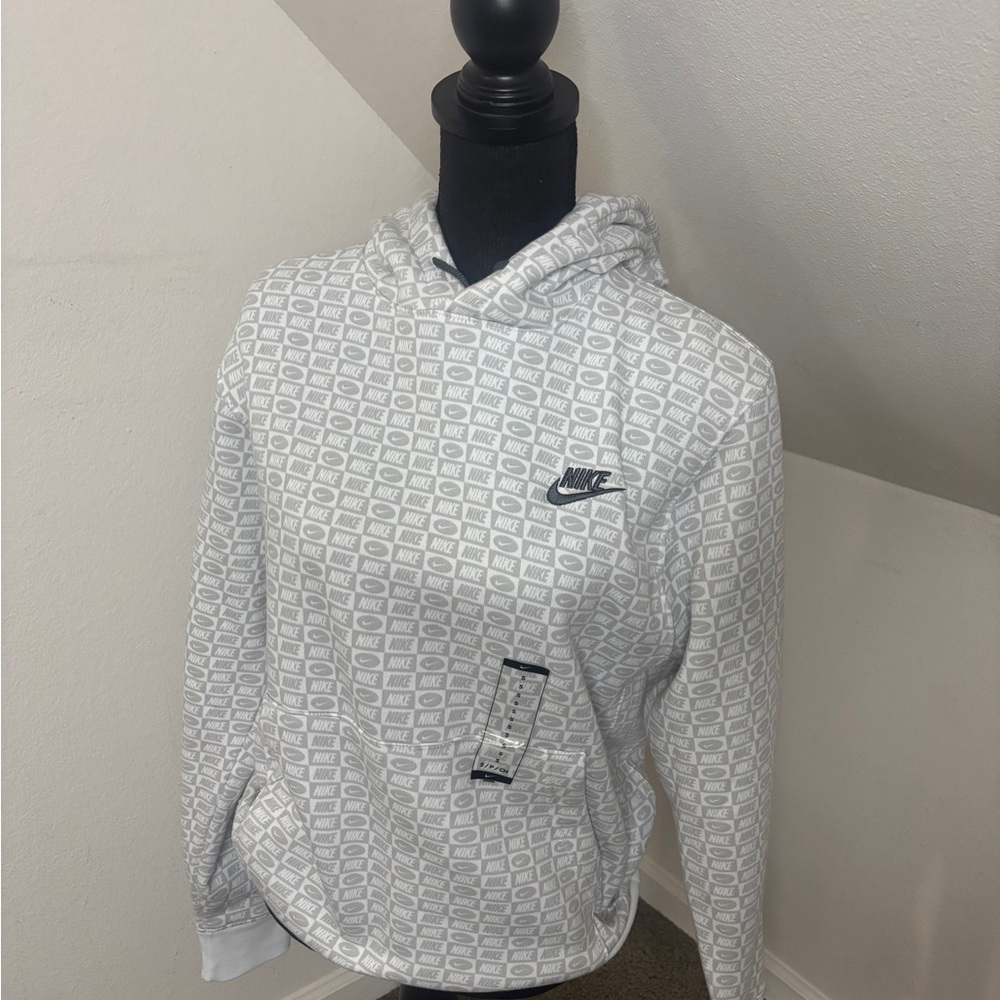 Nike White Geometric Print Hoodie